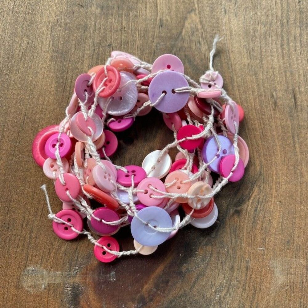 6FT Pink Button Garland, Farmhouse Garland, Primitive Garland, Country GarlanD